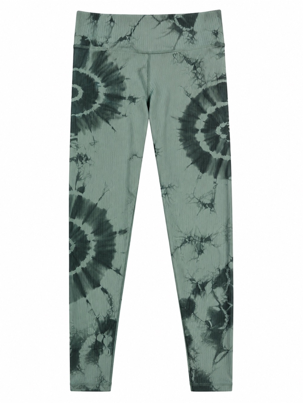 PINK Active Ribbed Tie Dye Leggings Sage Green High Rise Yoga Pants Size Small